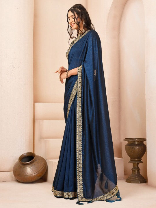 Embroidered Silk Blend Saree