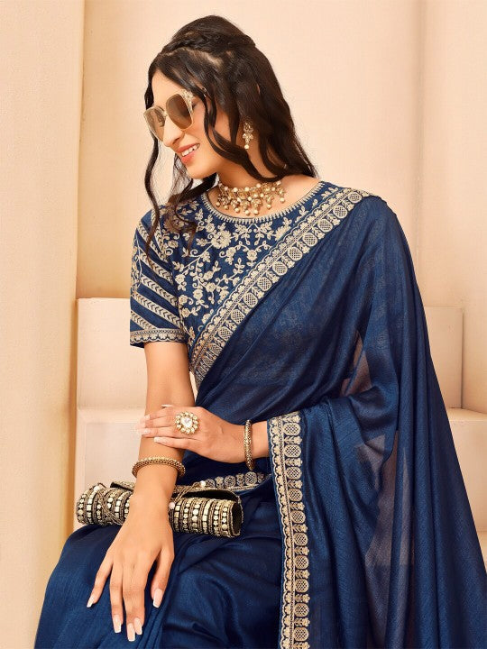 Embroidered Silk Blend Saree