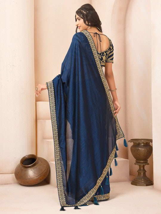 Embroidered Silk Blend Saree