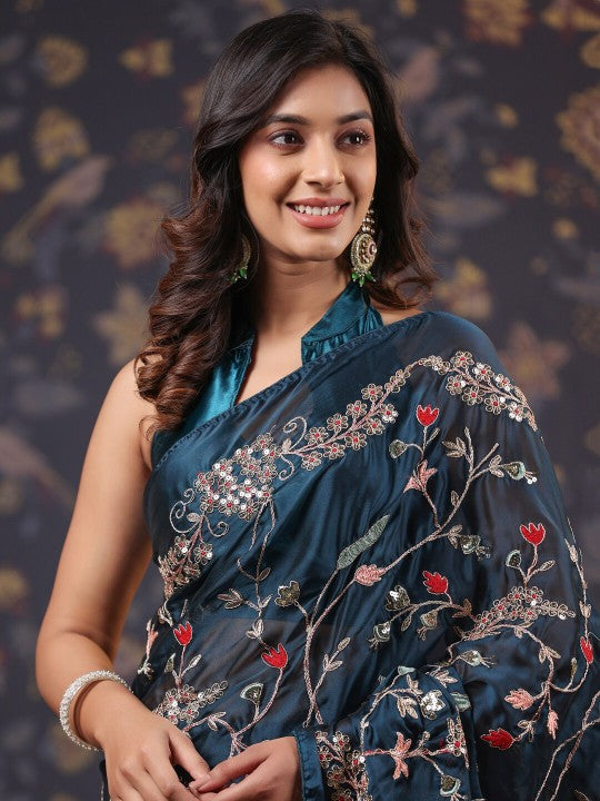 Floral Embroidered Sarees