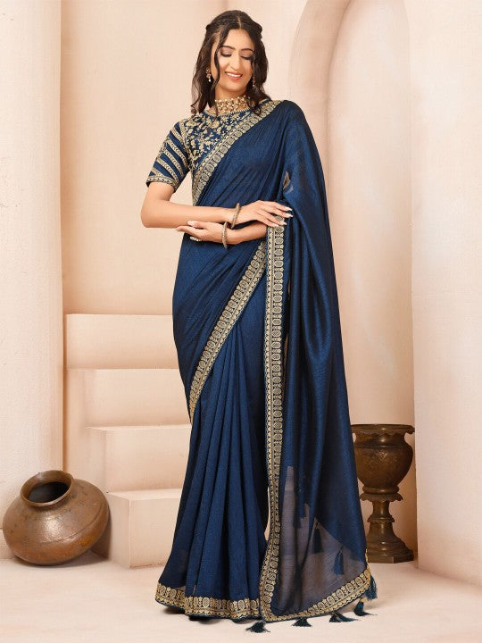 Embroidered Silk Blend Saree